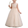 thumbnail image 2 of ATOGUTA Tulle Dresses for Girls Tulle Dress A Line Wedding Pageant Dresses Princess Birthday Party Ball Gown Size 5T-16. Beige, 2 of 6