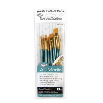 Royal & Langnickel - 8pc Gold Taklon All Media Angular Variety Paint Brush Set