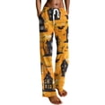 thumbnail image 7 of WTOBBY Women's Drawstring Halloween Print Trousers, Casual Loose Fit Novelty Pants with Elastic Waist for Seasonal Holiday Outfits,Orange S, 7 of 7