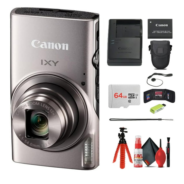 Canon IXY 650 HS Digital Camera 12x Zoom Silver Bundle 64GB Kit (International Model)