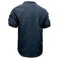 thumbnail image 5 of Men Short Sleeve Henley T-Shirt Casual Solid Color Button-up Henley Shirt Crew Neck Tee Tops, 5 of 5