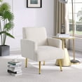 thumbnail image 2 of Velvet Accent Chair with Arms,Modern Tufted Single Sofa Chair with Gold Metal Legs,Upholstered Lounge Armchair Vanity Chair,Comfy Reading Chair Club Chair for Living Room Bedroom Office,Beige, 2 of 8