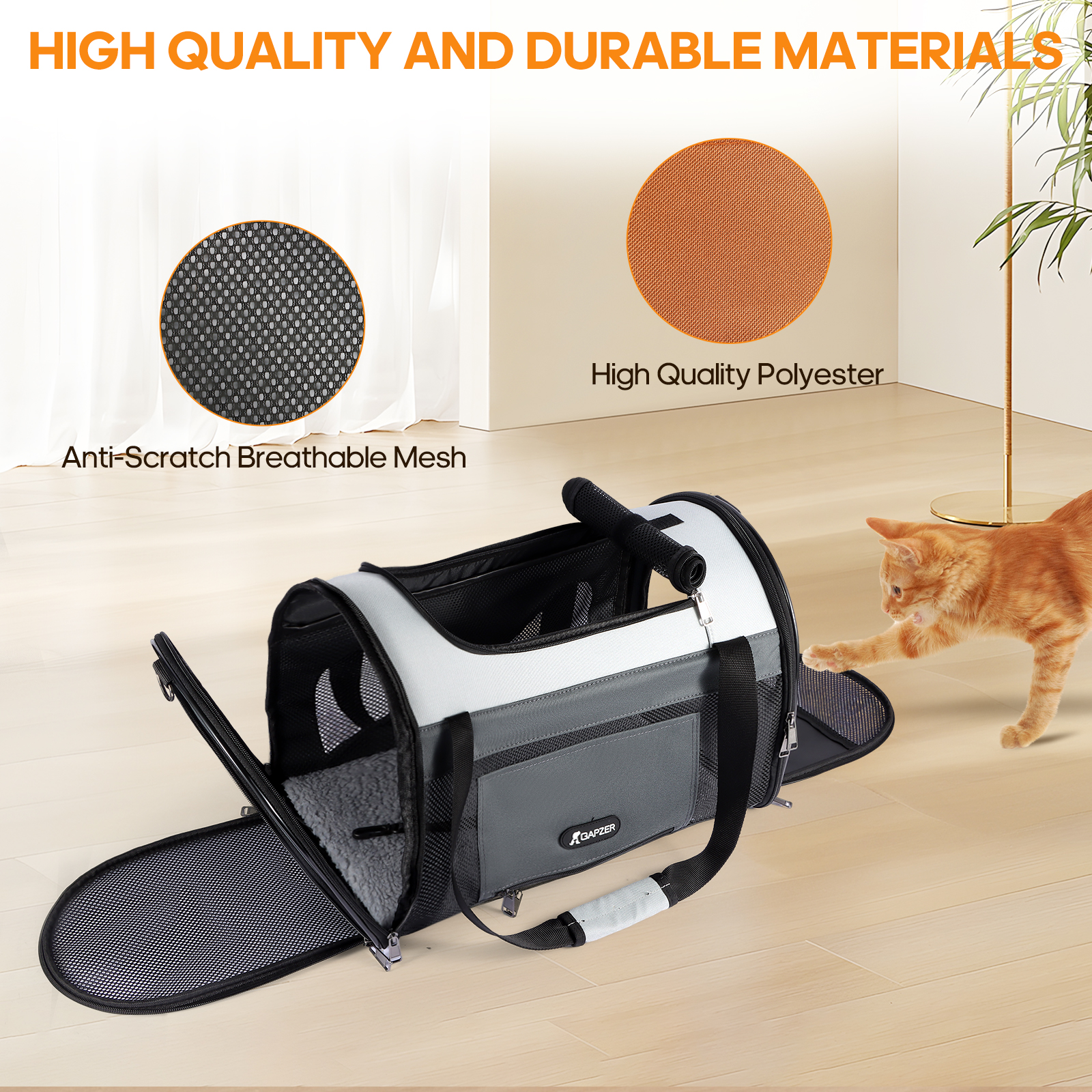 Cat Carrier Airline Approved for Small Dogs Puppy, Kitten Carriers Under 16lbs, Collapsible Soft Sided TSA Approved Travel Carrier