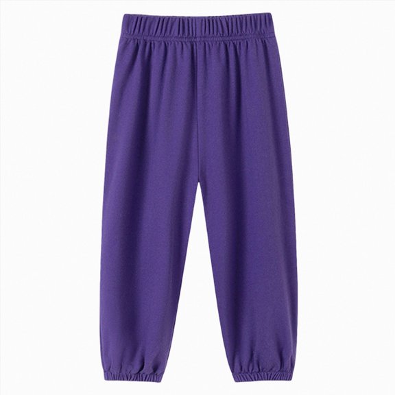 Linfrsh Kids Boys Girls Cotton Linen Pants Loose Fit Harem Pants Elastic Waist Baggy Sweatpants Solid Color Joggers, 5-6 Years