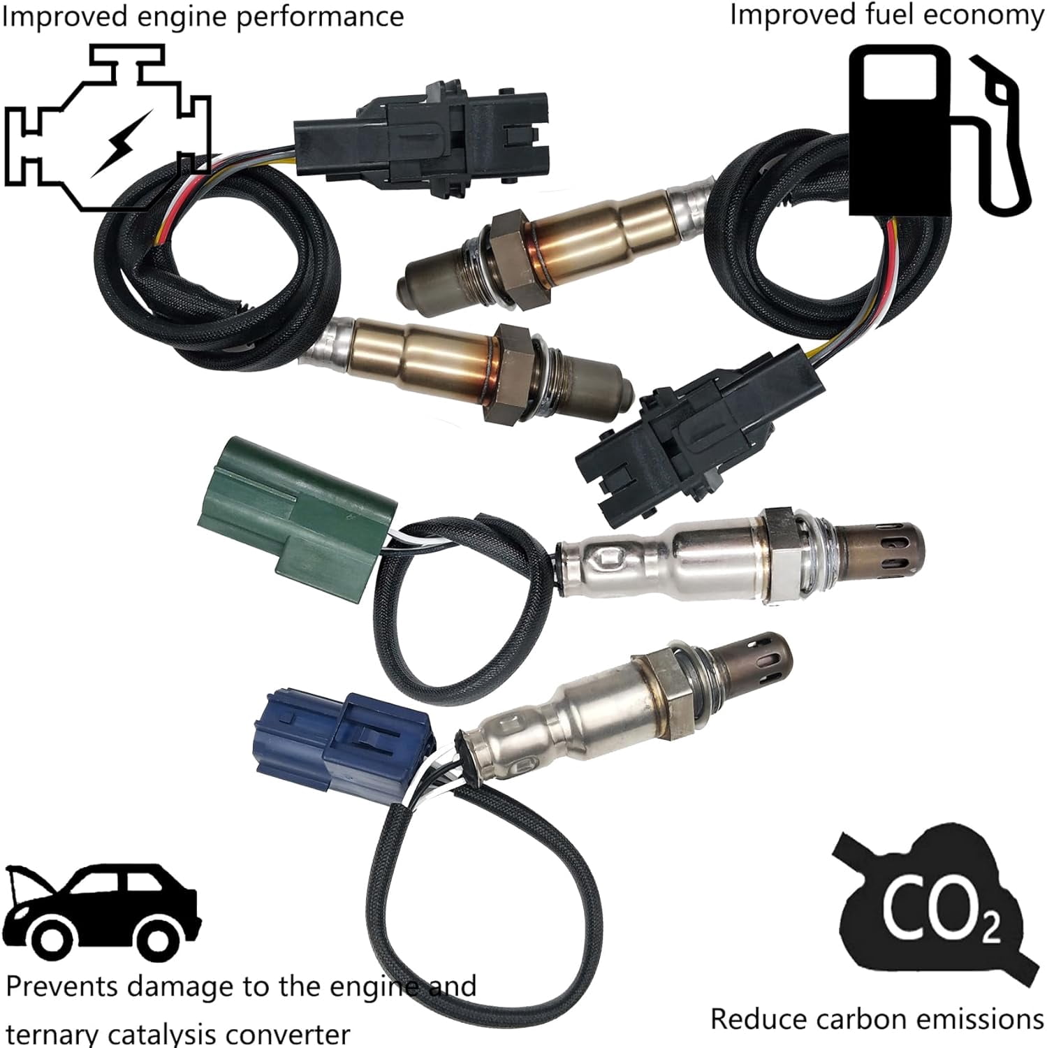 2 Pairs Upstream and Downstream Oxygen O2 Sensors Compatible with Nissan 2005 2006 Frontier,Pathfinder,Xterra V6 4L,Replaces#234-5060 234-4297 234-4313,Set of 4pcs