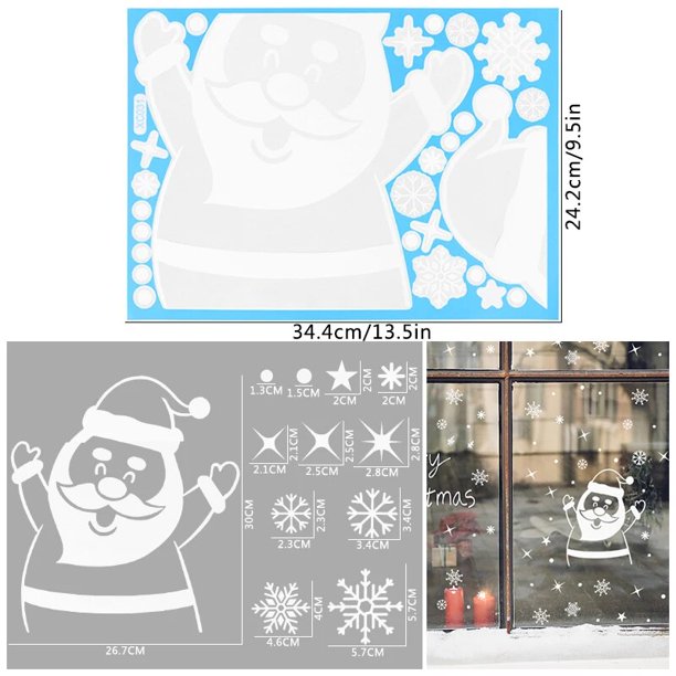 Pegatinas de pared de Feliz Navidad para el hogar, calcomanías de vidrio para ventana, Papá Noel, copo de nieve, alce, fiesta de Navidad, Año Nuevo, 2021