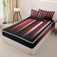 thumbnail image 2 of Erosebridal Futuristic Sleek Vertical Stripe Pattern Zipper Queen Comforter Set with Fitted Sheet and 2 Pillowcases,Gradient Line Print Zipper Bedding Set,Red Silver Black,Black Reversible, 2 of 6