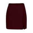 thumbnail image 6 of ClodeEU Women's Mini Asymmetrical Skirt with Shorts Underneath,Split Hem and Wrap Front Skort Wine,Womens Plus XL, 6 of 6