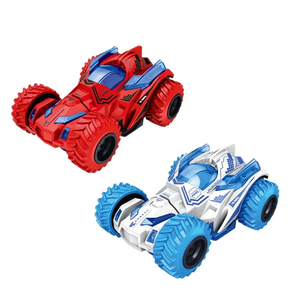 KOYPTL Toy Cars for Boys and Girls Age 3 4 5 6 7 8 Years Old,2PC Children's Four-Wheel Drive Off-Road Vehicle Stunt Car Spinning Tipping Car Toy,Xmas Stocking Stuffers Christmas Gifts for Kids