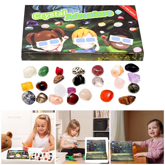 BotaniNest Natural Crystal 24 Kinds Of Crystal Stone Children's Science Popularization Christmas
