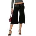 thumbnail image 2 of Women Fold Over Gaucho Pant Wide Leg Low Rise Flowy Capri Yoga Lounge Cropped Flare Bottoms Light Gray M, 2 of 8