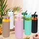 thumbnail image 4 of Paquete de 6 Vasos con Tapas de Silicona y Pajita de Vidrio, Tazas de Vidrio para Café Helado de 16 Oz, Tazas para Batidos, Lindo Vaso Ideal para Agua con Cerveza Al Aire Libre (Incluye 6 Cepillos de Limpieza), 4 of 7