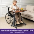 thumbnail image 3 of KEKOY Overbed Table with Wheels, Easy Height Adjustable Bedside Table for Bed for Elderly, Rolling Bed Tray Table for Eating & Reading, Stable Support for Medical Home Care and Hospital Use, 3 of 11