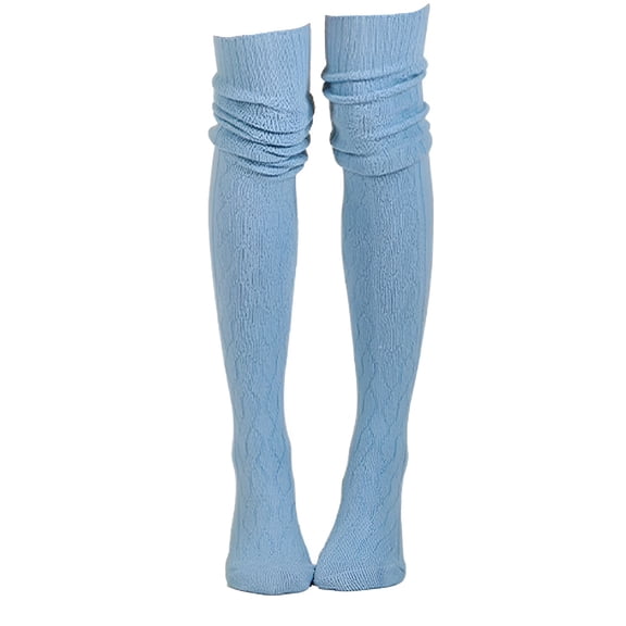 TELOLY Waterproof Socks,Black Fuzzy Socks Women'S Warm Solid Color Over-The-Knee Socks Women'S Cable Knit Thigh Socks Thermal Socks Light Blue