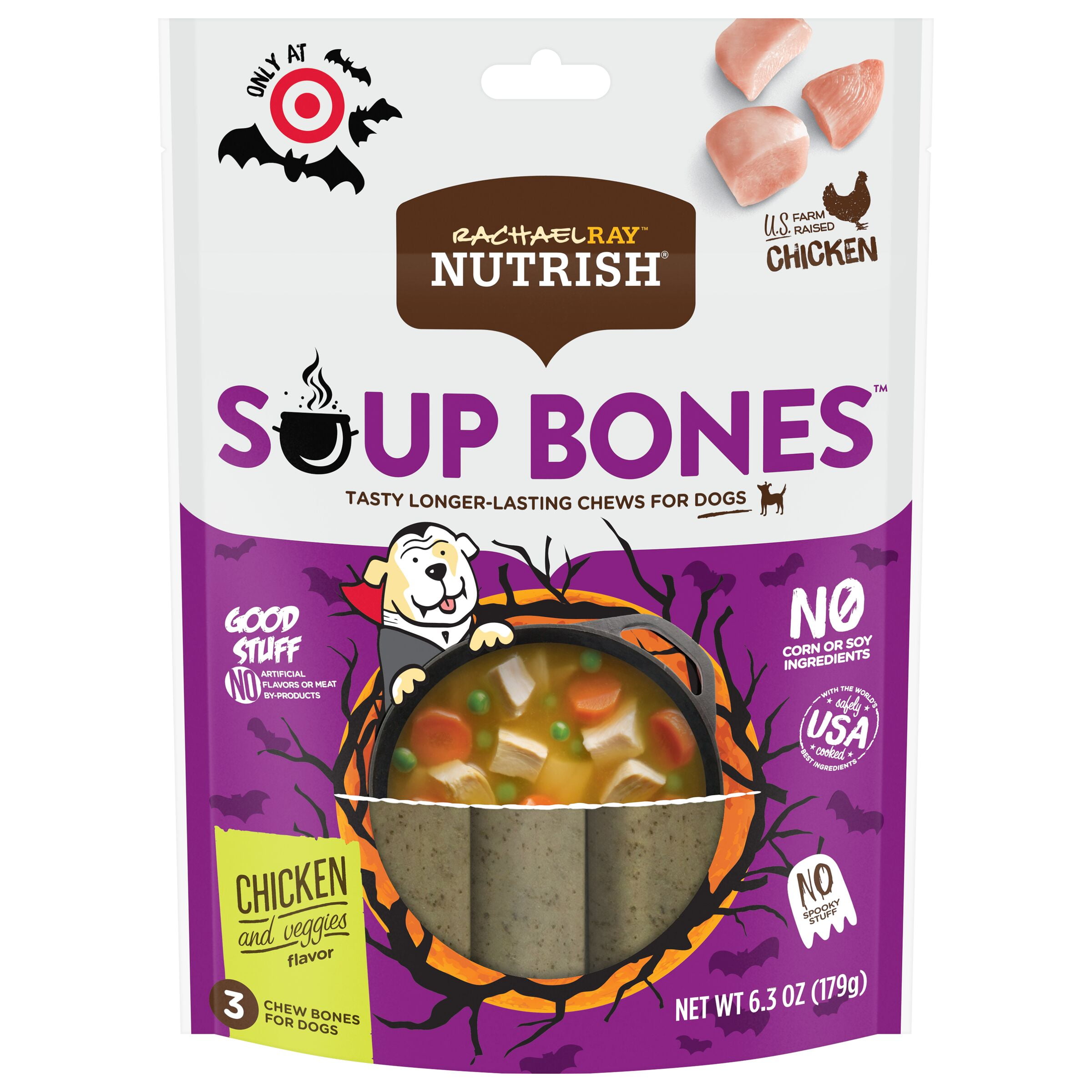 Rachael Ray Nutrish Soup Bones Dog Treats, Chicken & Veggies Flavor, 6.