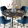 thumbnail image 5 of Elastic Fitted Round Tablecloth, Cartoon Tractor Waterproof Stretch Table Cover for 55"-60" Tables, Cute Grey Digger Shovel Truck Car Black Washable Outdoor Tablecloths for Patio, Picnic, Camping, 5 of 9