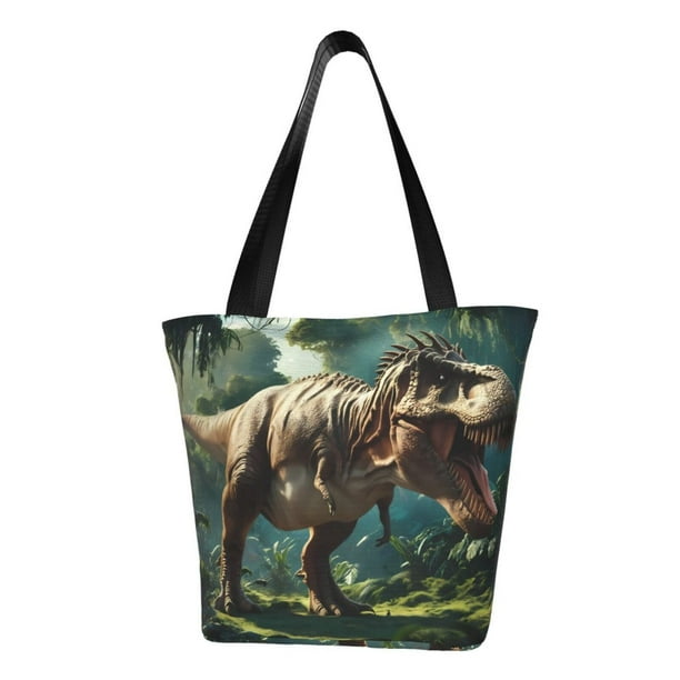 Balery Green Forest Dinosaur Bolsa de Hombro con Diseño, Bolsa Grande y Duradera, Bolsa Versátil para Compras