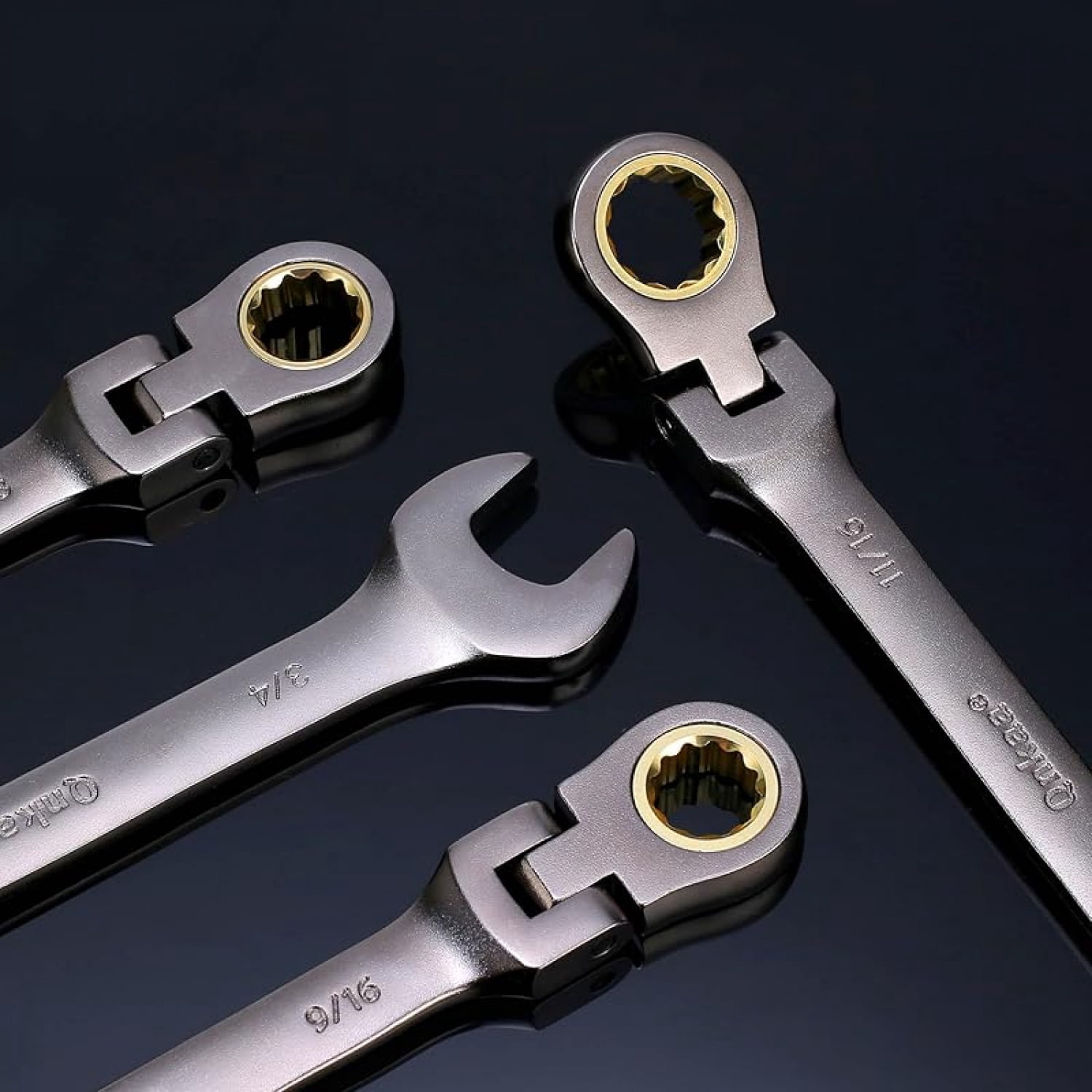 Flexible Ratcheting Wrench Set 12pcs Metric 8-19mm Flex-Head Spanner Gear Ring Ratchet Combination Wrenches Kit with Portable Organizer