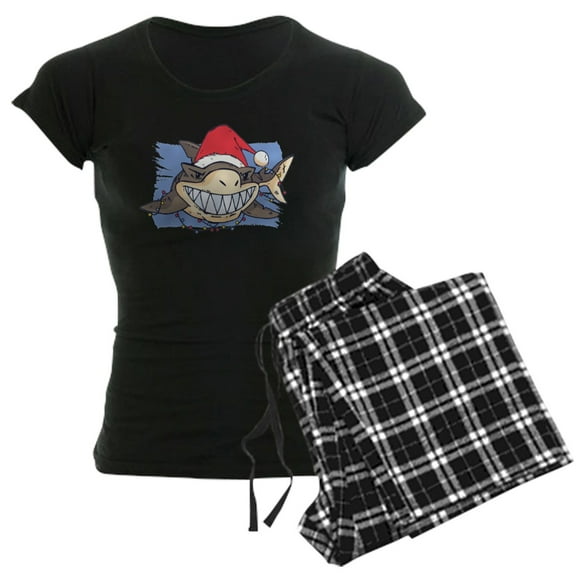 CafePress - Christmas Shark Pajamas - Women's Short Sleeve Print T-Shirt and Pants Dark Cotton Pajama Set