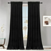 SMILETIME Black Velvet Curtains with Rod Pocket Thermal Insulated Soft Privacy Room Darkening Velvet Drapes for Bedroom and Living Room, Set of 2 Panels, 52 x 96 Inches Long