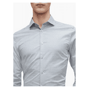 Calvi Klein Slim Fit Blue Plaid Dot Performance Non-Iron Dress Shirt,17 36/37