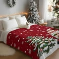 thumbnail image 2 of Throw Blanket Fleece Throw Blanket 40x50in, Christmas Tree Ball Funny Gnome Soft Lightweight Bed Blankets Winter Snowflake on Red Fuzzy Couch Blankets for All Season, 2 of 9