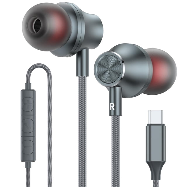 Auriculares UNOLYO USB C con cable y micrófono para iPhone, Samsung