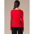thumbnail image 4 of DARING DIVA Women's Boat Neck Long Sleeve Ribbed Sweaters M Red, 4 of 6