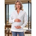 thumbnail image 6 of DARING DIVA Women's Maternity Mock Neck Long Sleeve Half Zip Sweatshirt XL Grey Stripe, 6 of 8
