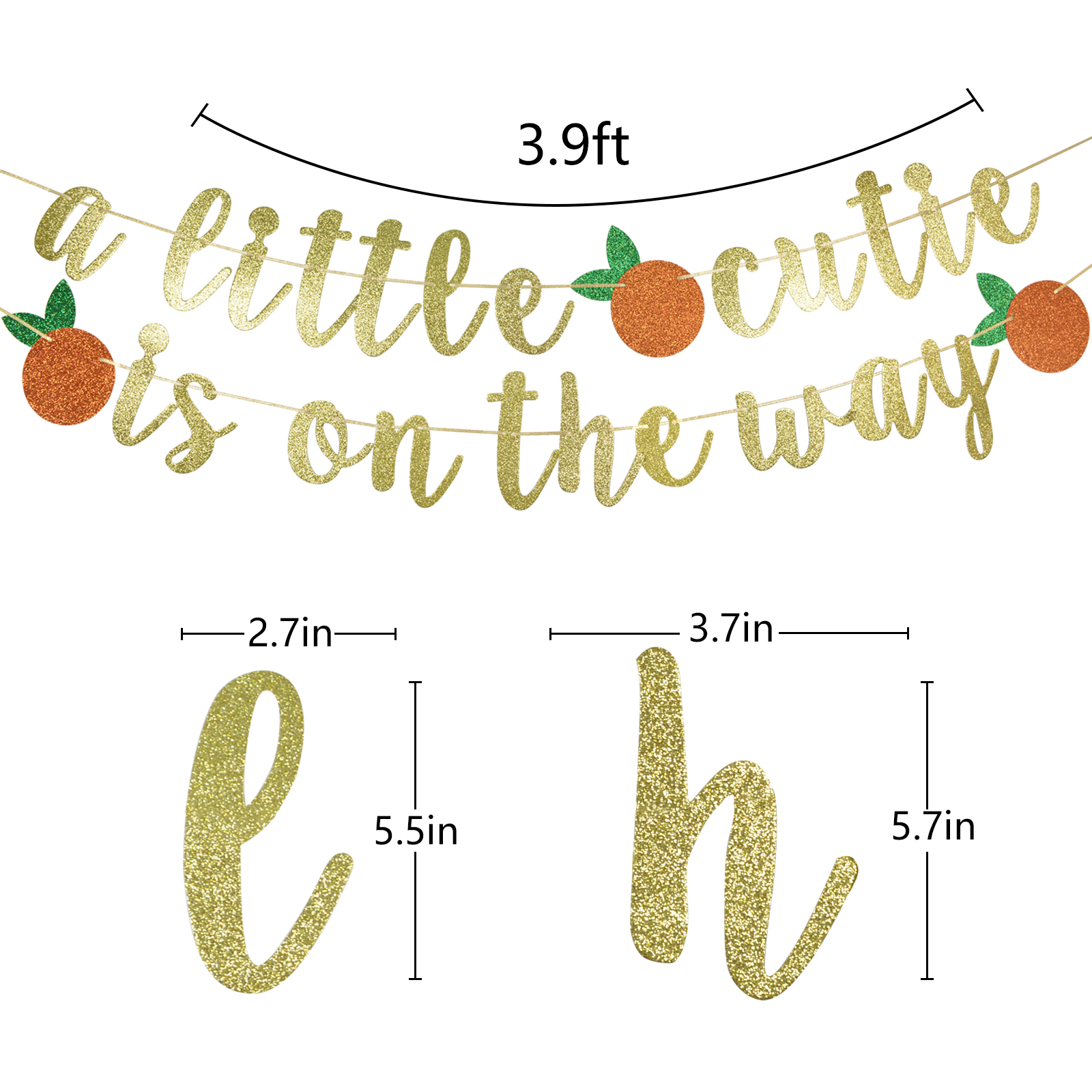 Banner "A Little Cutie Is On Her Way" – Orange Glitzer-Dekoration Für Babyparty, Geburtstagsfeier