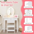 thumbnail image 5 of Costway Kids Vanity Set with Lighted Mirror Chair 2-Color LED Lighting for Girls Makeup White, 5 of 9