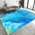 thumbnail image 2 of Blue Yellow Striped Marble Area Rug Abstract Fashion Personality Indoor Non Slip Rugs Bedroom Living Room Office Interior Decoration 5x8 Carpet Non-slip Washable Soft Home Decor, 2 of 5