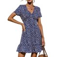 thumbnail image 2 of Innerwin Sundress Ruffled Ladies Dress Beach Swing Hem Loose Dresses Blue Floral S, 2 of 5