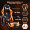 thumbnail image 4 of JONPONY Big and Tall 500LBS Gaming Chair, Ergonomic Design, Gamer Chair PU Leather with Footrest and Lumbar Support, High Back Office Chair Support, Long Sitting Computer Chair, Orange, 4 of 9