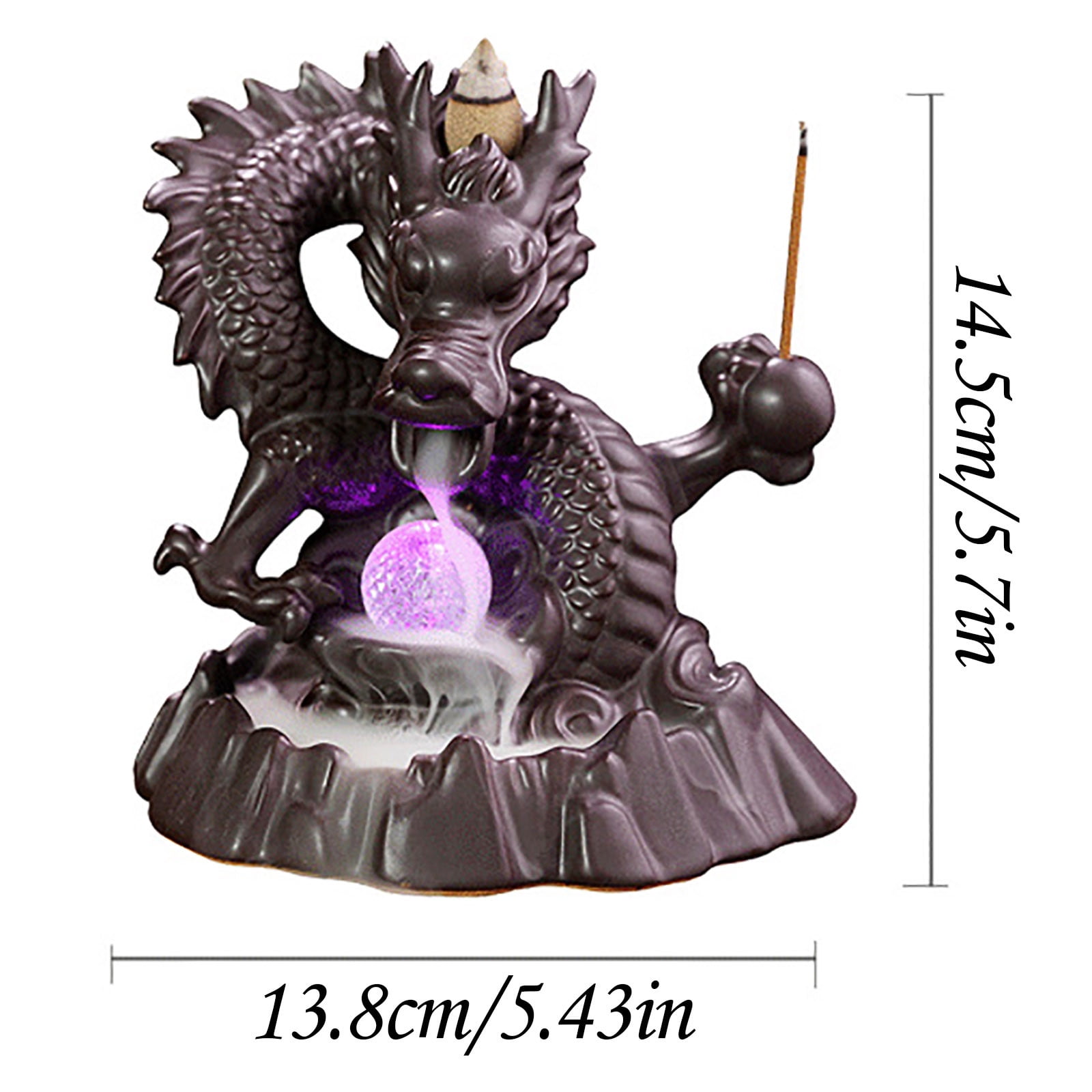 Uutvmp Ceramic Chinese Dragon Backflow Incense Burner, Creative LED Light Backflow Sandalwood Incense Burner, Indoor Home Sandalwood Agarwood Incense Holder, Home Decoration Ornaments