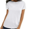 thumbnail image 5 of DondPO Women's T-Shirts Womens Short Sleeve Round Neck Shirts Summer top Fashion Basic Tee Shirts for Women Womens tops White L, 5 of 9