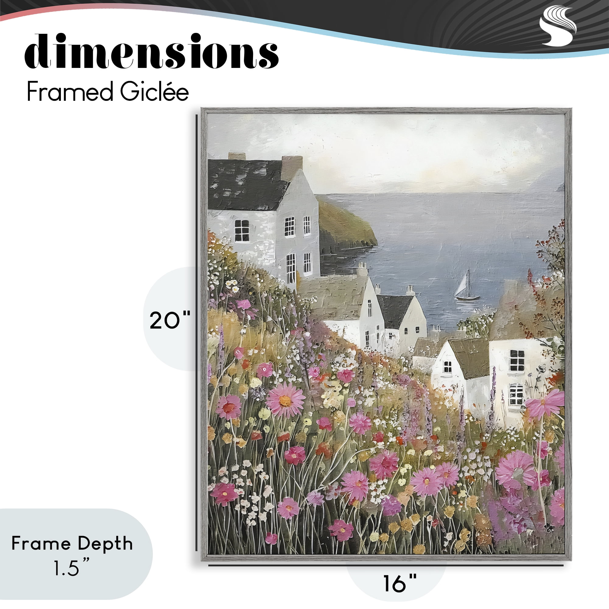 Stupell Industries Picturesque Village over Sea Gray Framed Giclee Art, design by Riley B
