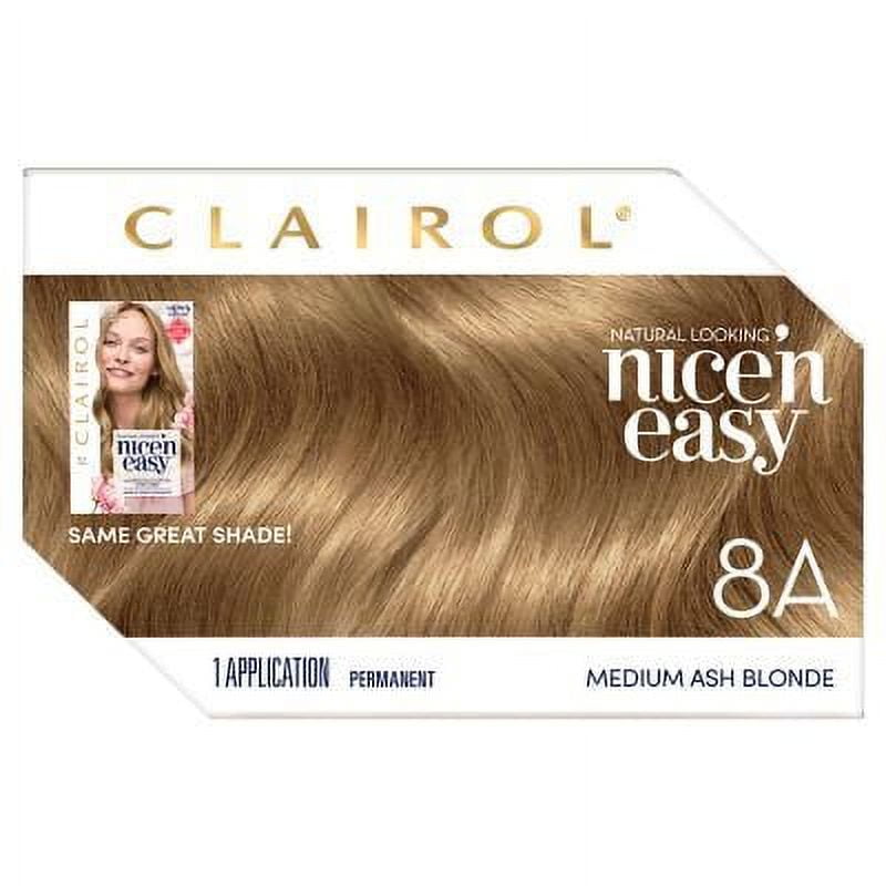 (3 pack) Clairol Nice'n Easy Permanent Hair Color Cream, 8A Medium Ash Blonde, Hair Dye, 1 Application