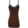 thumbnail image 3 of Bozzolo Women Junior & Plus Adjustable Spaghetti Strap Lace Trim Tunic Tank Top Camisoles, 3 of 5
