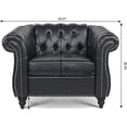 thumbnail image 6 of Chesterfield Sofa Leather,PU Leather Rolled Arm Chesterfield Single Sofa,Mid Century Upholstered Sofa Couch with Rolled Arms and Nailhead Trim Decoration for Living Room Bedroom Office,Black, 6 of 7