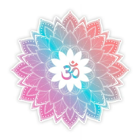 Mandala Om Yoga Gradient - 3" Vinyl Sticker - For Car Laptop I-Pad Phone Helmet Hard Hat - Waterproof Decal