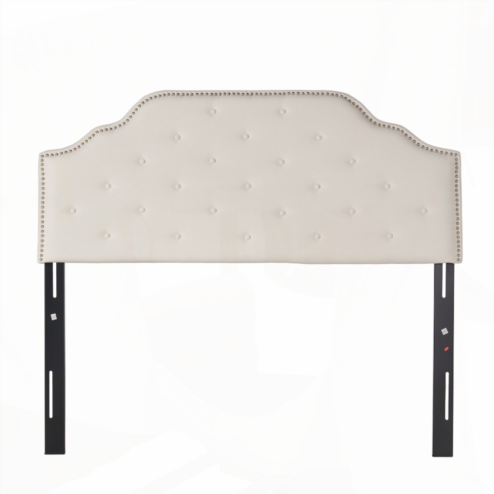 Tufted Headboard - Queen Size, Solid Wood & Metal, Modern Design