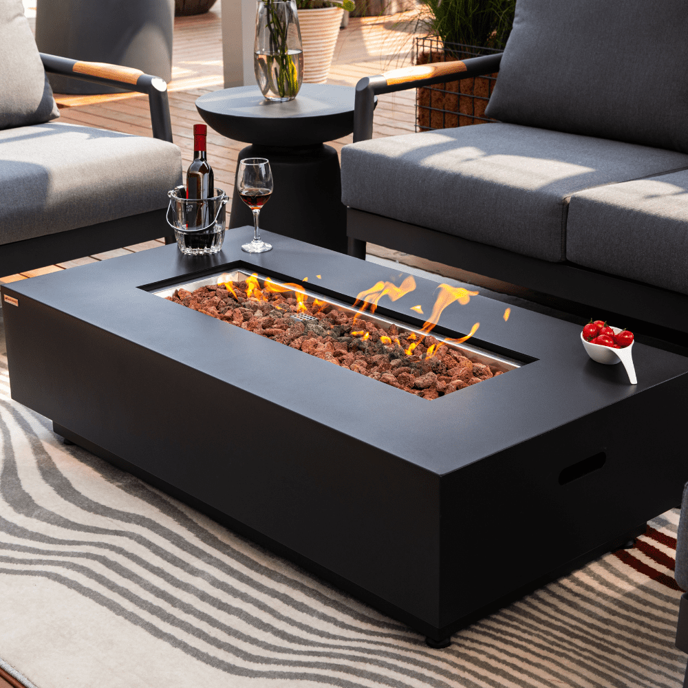 Westwood Propane Fire Pit Table 50” Outdoor Firepit 50,000 BTU Firepits for Outside with Lava Rocks and Removable Lid Metal Fire Pit Outdoor Fireplace Propane Fire Pits for Outside CSA Certified