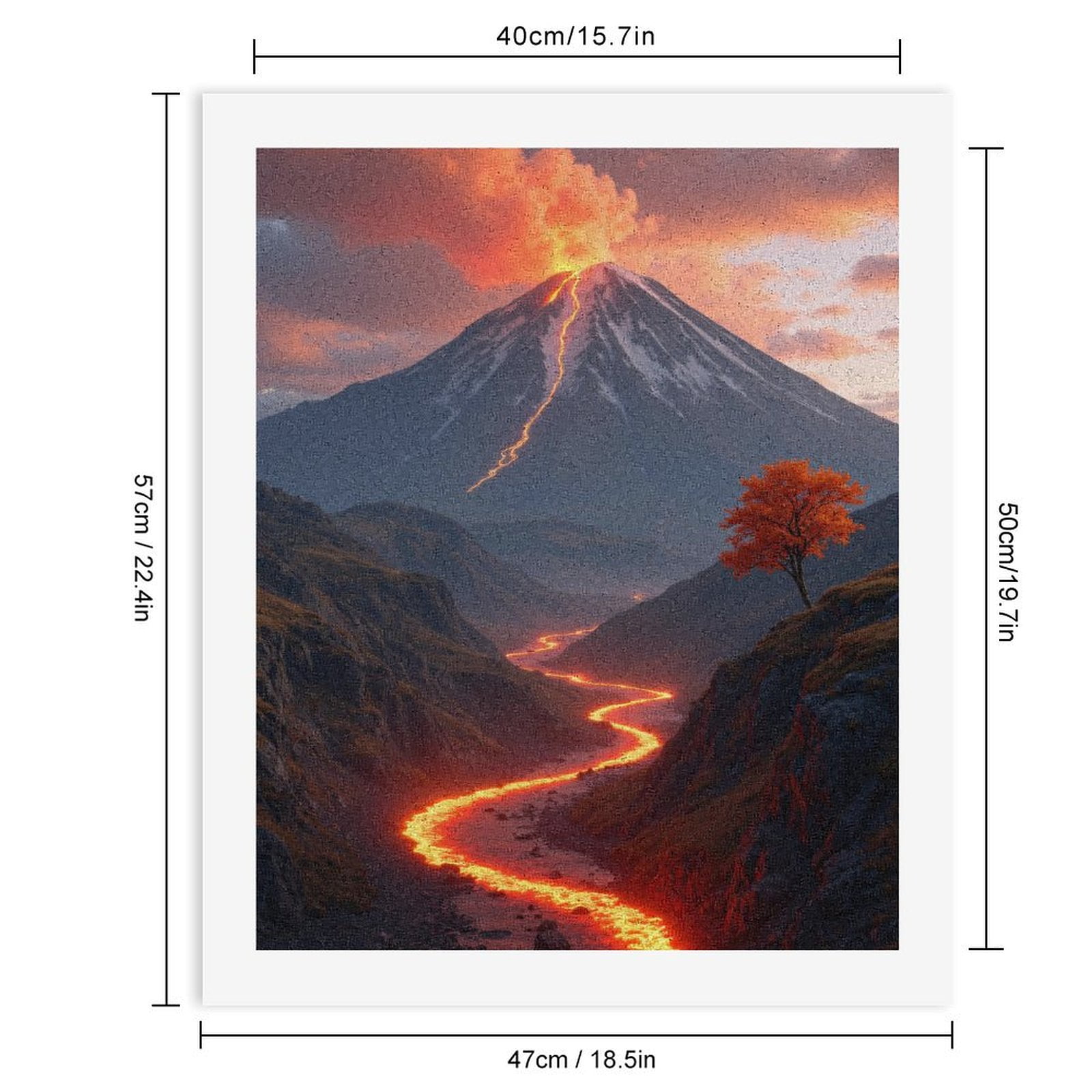 Paint by Numbers Kit for Adults, Volcano Lava Flowing Landscape Paint by Numbers, Easy Paint by Numbers Kit for Adults Beginner, DIY Adult Paint by Number Kits on Canvas, Home Decor