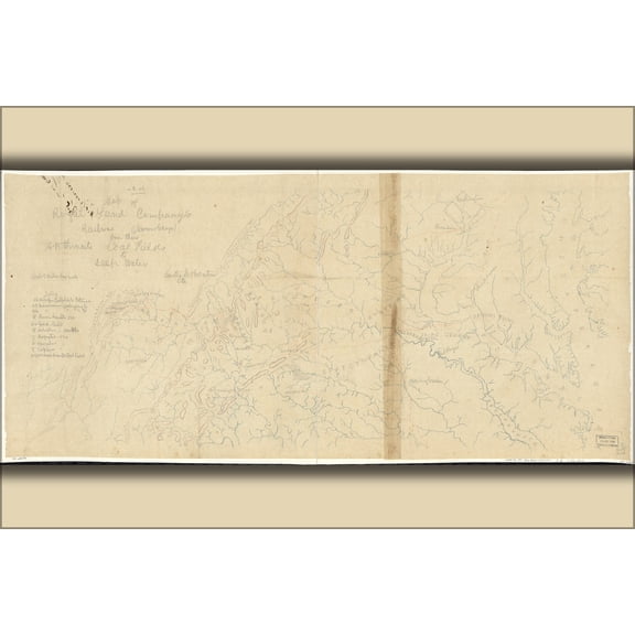 24"x36" Gallery Poster, Map of Royal Land Companys railroad virginia 1870