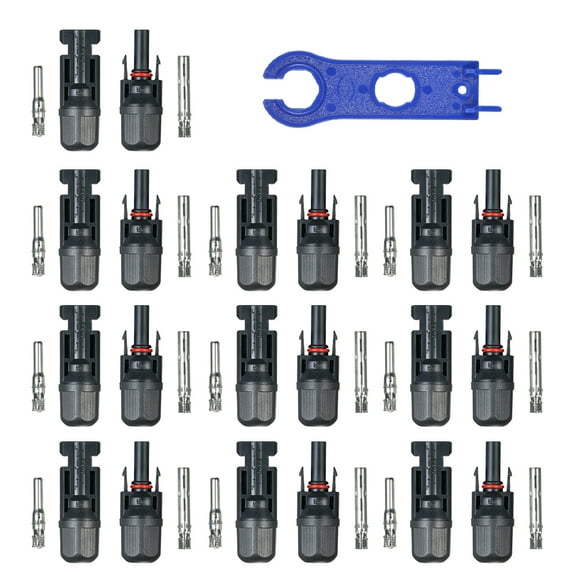 yeacher 10 Pairs Male/Female Solar Panel Cable Connectors with Spanner Assembly Tool for PV System