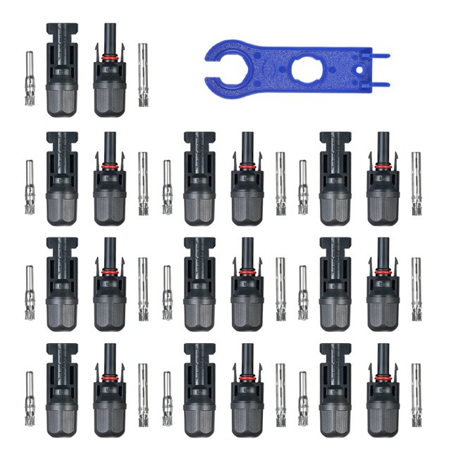 10 Pairs Male/Female Solar Panel Cable Connectors with Spanner Assembly Tool for PV System