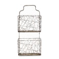 thumbnail image 4 of Contemporary Home Living 28.5" White and Brown 2 Tier Wall Hanging Organizer with Abstract Wire, 4 of 5