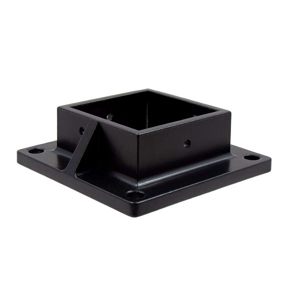 Floor Flange for 3" Square x 3" Square Aluminum Fence Posts - Deck Mount (Black)