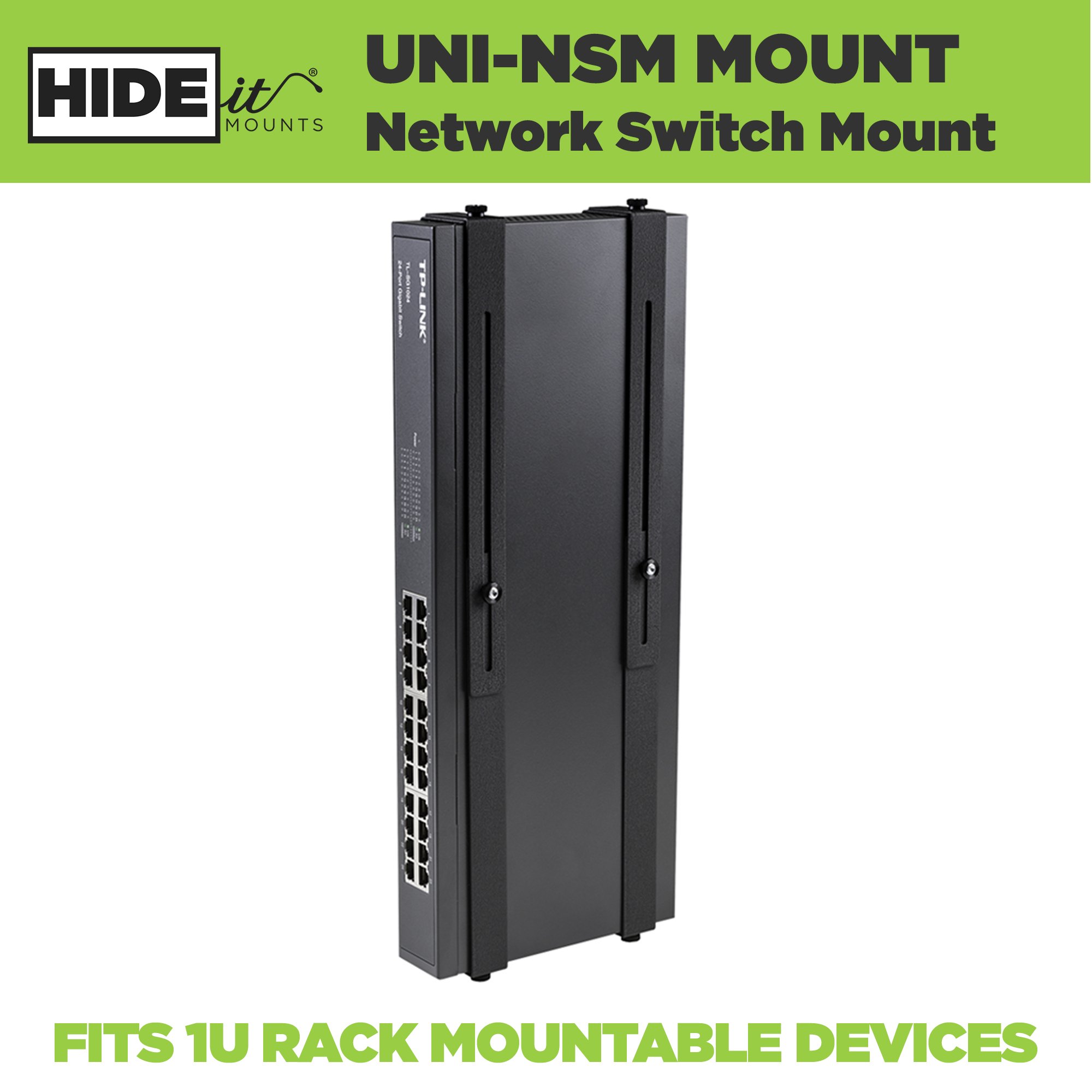 HIDEit Mounts Uni-NSM Adjustable Network Switch Mount for Networking Devices (Black) - image 4 of 6